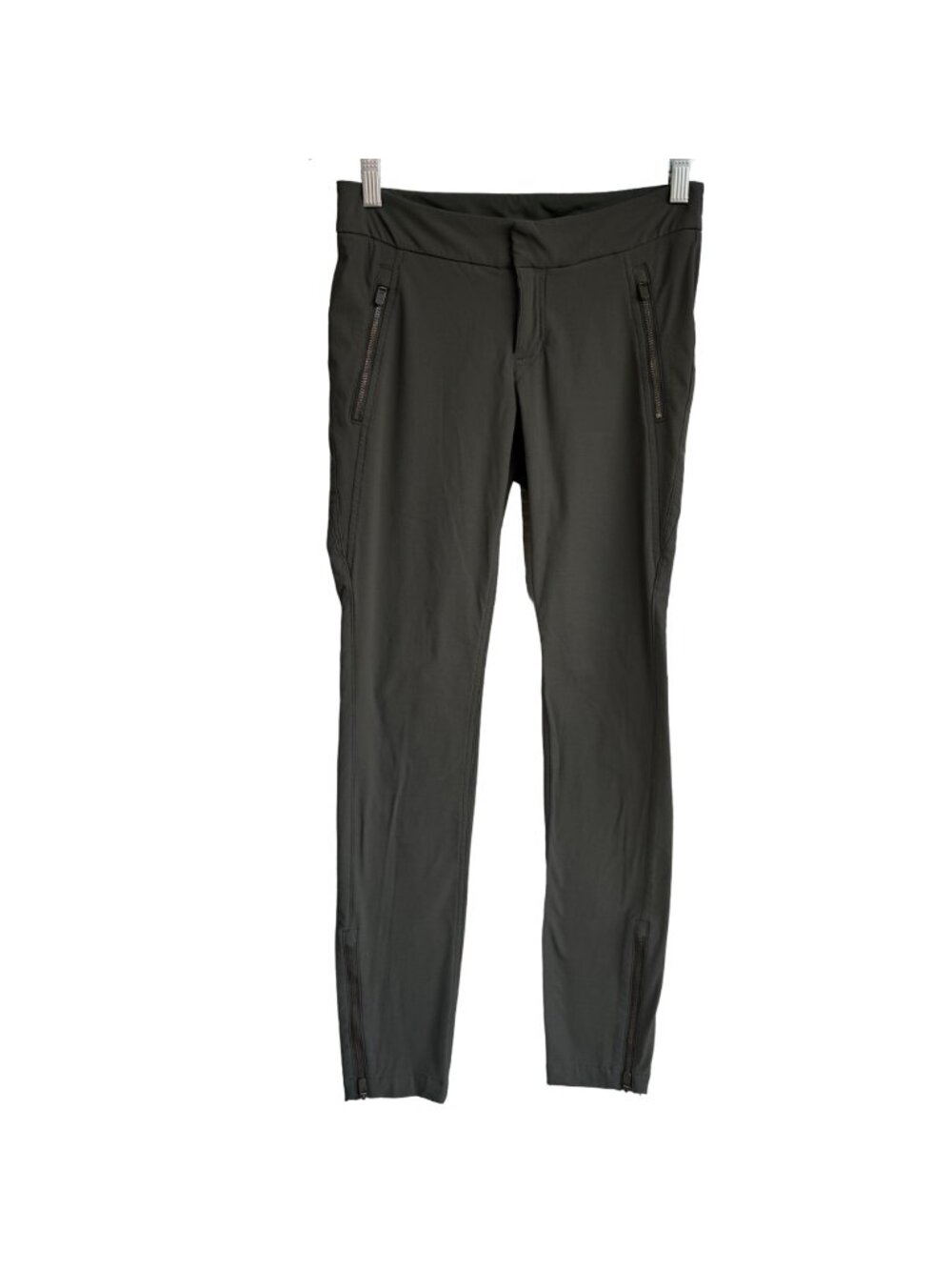 ATHLETA Wander Skinny Ankle Zip Olive Pants 349953-03 Women's Size 0 Nylon